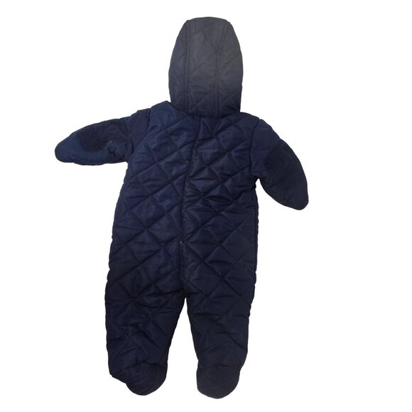 Baby Rothschild Quilted Snowsuit Navy 3/6M Hooded Winter One-Piece - Picture 3 of 9
